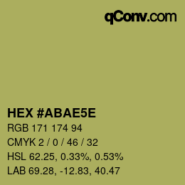 Code couleur: HEX #ABAE5E | qconv.com