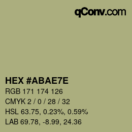 Color code: HEX #ABAE7E | qconv.com