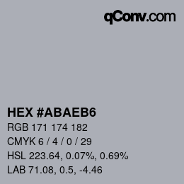 Farbcode: HEX #ABAEB6 | qconv.com