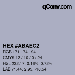 Farbcode: HEX #ABAEC2 | qconv.com