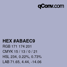 Color code: HEX #ABAEC9 | qconv.com