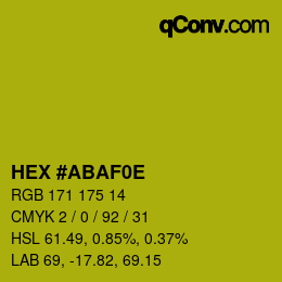 カラーコード: HEX #ABAF0E | qconv.com