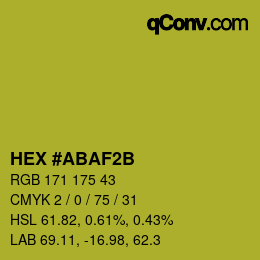Color code: HEX #ABAF2B | qconv.com