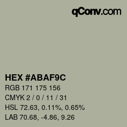 Color code: HEX #ABAF9C | qconv.com
