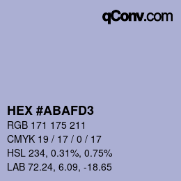 Color code: HEX #ABAFD3 | qconv.com