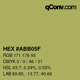 Color code: HEX #ABB05F | qconv.com