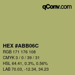 カラーコード: HEX #ABB06C | qconv.com