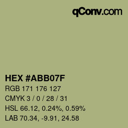 Farbcode: HEX #ABB07F | qconv.com