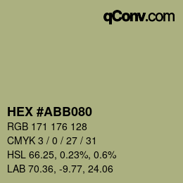 Farbcode: HEX #ABB080 | qconv.com