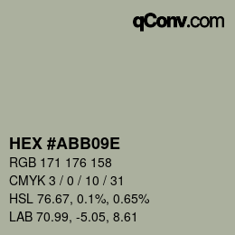 Color code: HEX #ABB09E | qconv.com