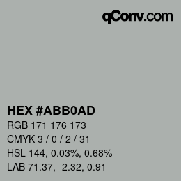 Color code: HEX #ABB0AD | qconv.com