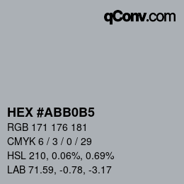 颜色代码: HEX #ABB0B5 | qconv.com