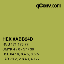 Color code: HEX #ABB24D | qconv.com