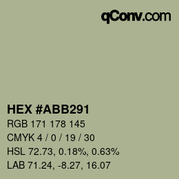 Farbcode: HEX #ABB291 | qconv.com