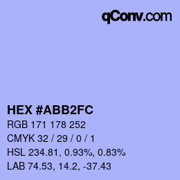 カラーコード: HEX #ABB2FC | qconv.com