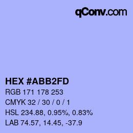 カラーコード: HEX #ABB2FD | qconv.com