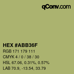 カラーコード: HEX #ABB36F | qconv.com