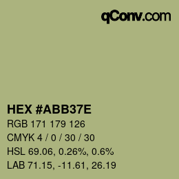 Color code: HEX #ABB37E | qconv.com