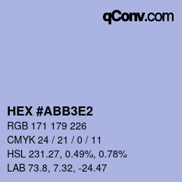 Color code: HEX #ABB3E2 | qconv.com