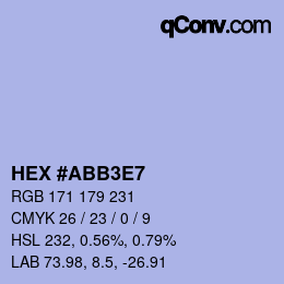 Color code: HEX #ABB3E7 | qconv.com