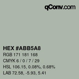 Farbcode: HEX #ABB5A8 | qconv.com