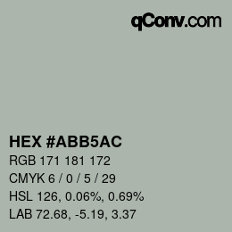 Color code: HEX #ABB5AC | qconv.com