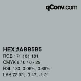 カラーコード: HEX #ABB5B5 | qconv.com