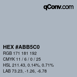 颜色代码: HEX #ABB5C0 | qconv.com