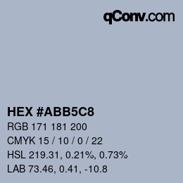 Color code: HEX #ABB5C8 | qconv.com