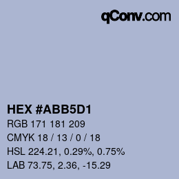 Color code: HEX #ABB5D1 | qconv.com