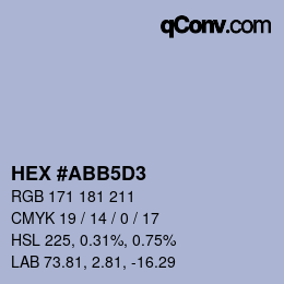 カラーコード: HEX #ABB5D3 | qconv.com