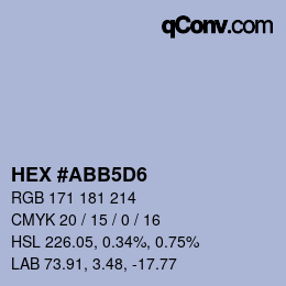 カラーコード: HEX #ABB5D6 | qconv.com