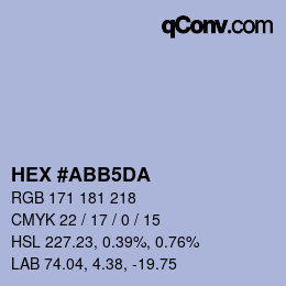 カラーコード: HEX #ABB5DA | qconv.com