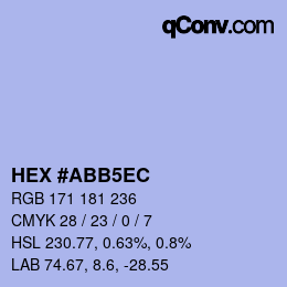 Code couleur: HEX #ABB5EC | qconv.com