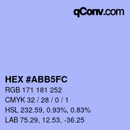 颜色代码: HEX #ABB5FC | qconv.com