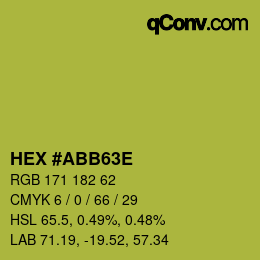 Color code: HEX #ABB63E | qconv.com