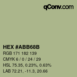颜色代码: HEX #ABB68B | qconv.com