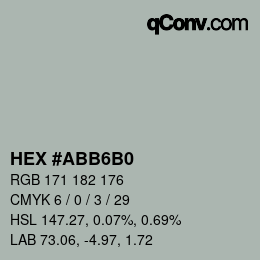 颜色代码: HEX #ABB6B0 | qconv.com