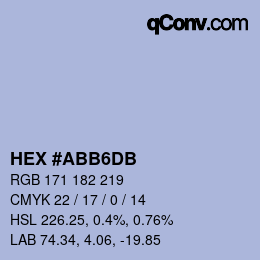 カラーコード: HEX #ABB6DB | qconv.com