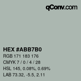カラーコード: HEX #ABB7B0 | qconv.com