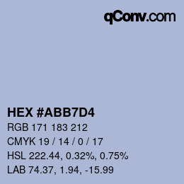 颜色代码: HEX #ABB7D4 | qconv.com