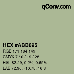 Code couleur: HEX #ABB895 | qconv.com