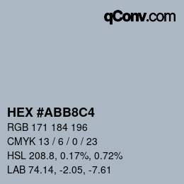 Color code: HEX #ABB8C4 | qconv.com