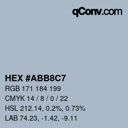 カラーコード: HEX #ABB8C7 | qconv.com