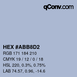 Color code: HEX #ABB8D2 | qconv.com