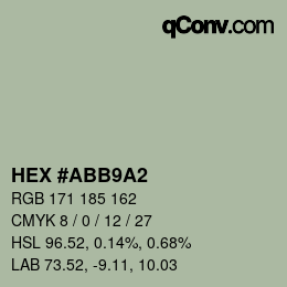 颜色代码: HEX #ABB9A2 | qconv.com