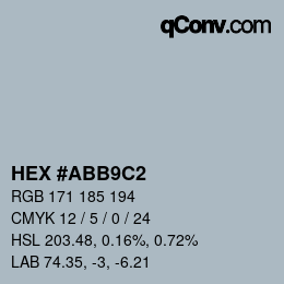 颜色代码: HEX #ABB9C2 | qconv.com