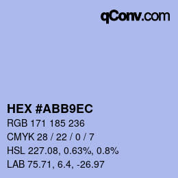 Color code: HEX #ABB9EC | qconv.com