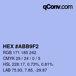Color code: HEX #ABB9F2 | qconv.com