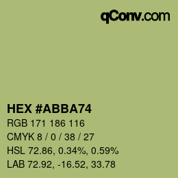 颜色代码: HEX #ABBA74 | qconv.com